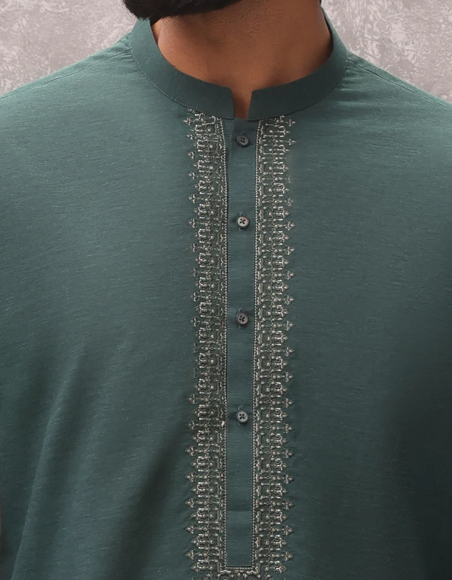 GREEN BLENDED KURTA | JJK-S-34704/S24/JJ9303-SF - Image 2