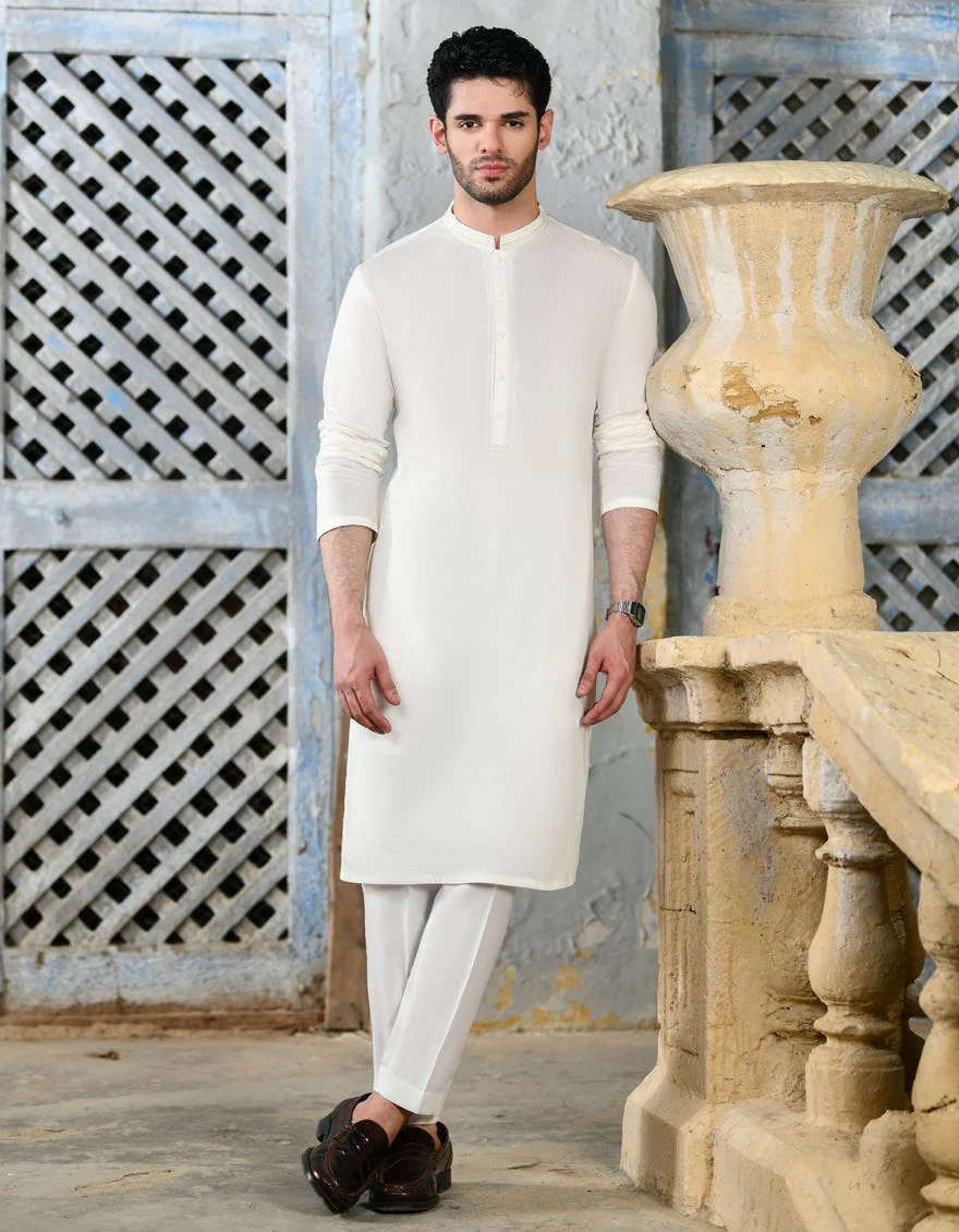 WHITE BLENDED KURTA | JJK-S-34729/S24/JJ9281-SF - Image 2