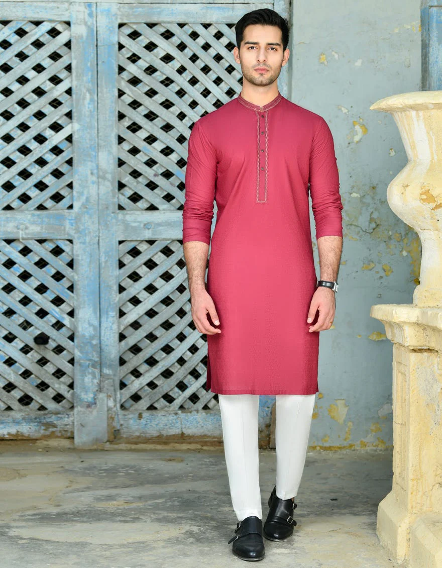 RED BLENDED KURTA | JJK-S-34730/S24/JJ9281-SF - Image 3
