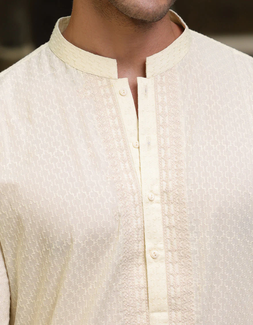 CREAM COTTON KURTA | JJK-S-34951/S25/JJ97 - Image 2