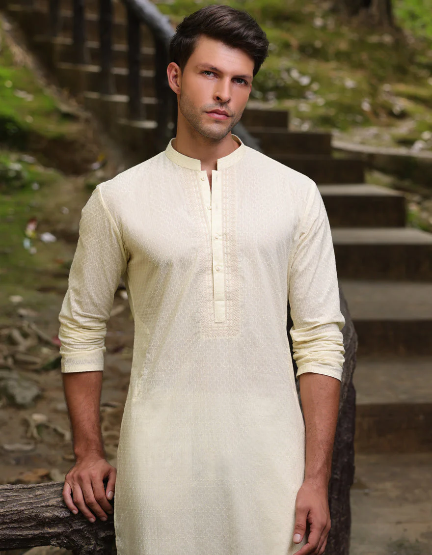 CREAM COTTON KURTA | JJK-S-34951/S25/JJ97 - Image 3