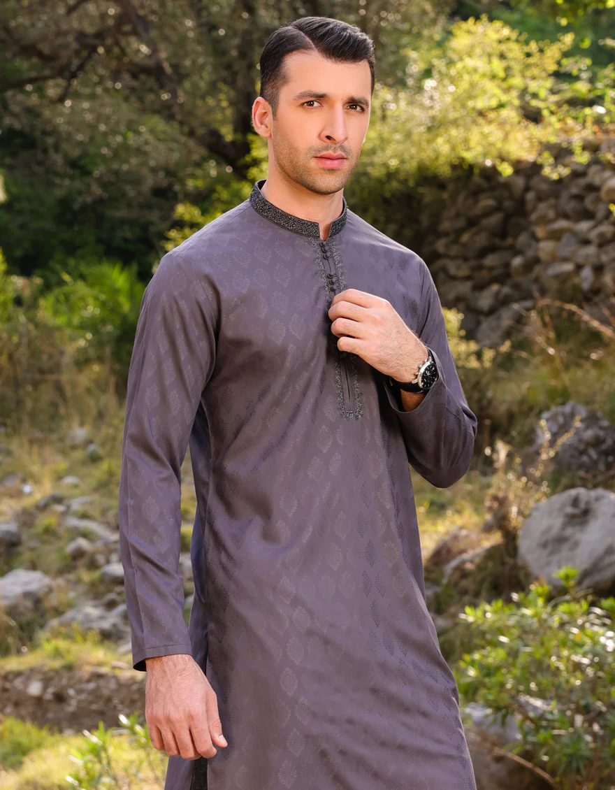 GREY BLENDED KURTA | JJK-S-37731/S23/JJ8614-FL - Image 3