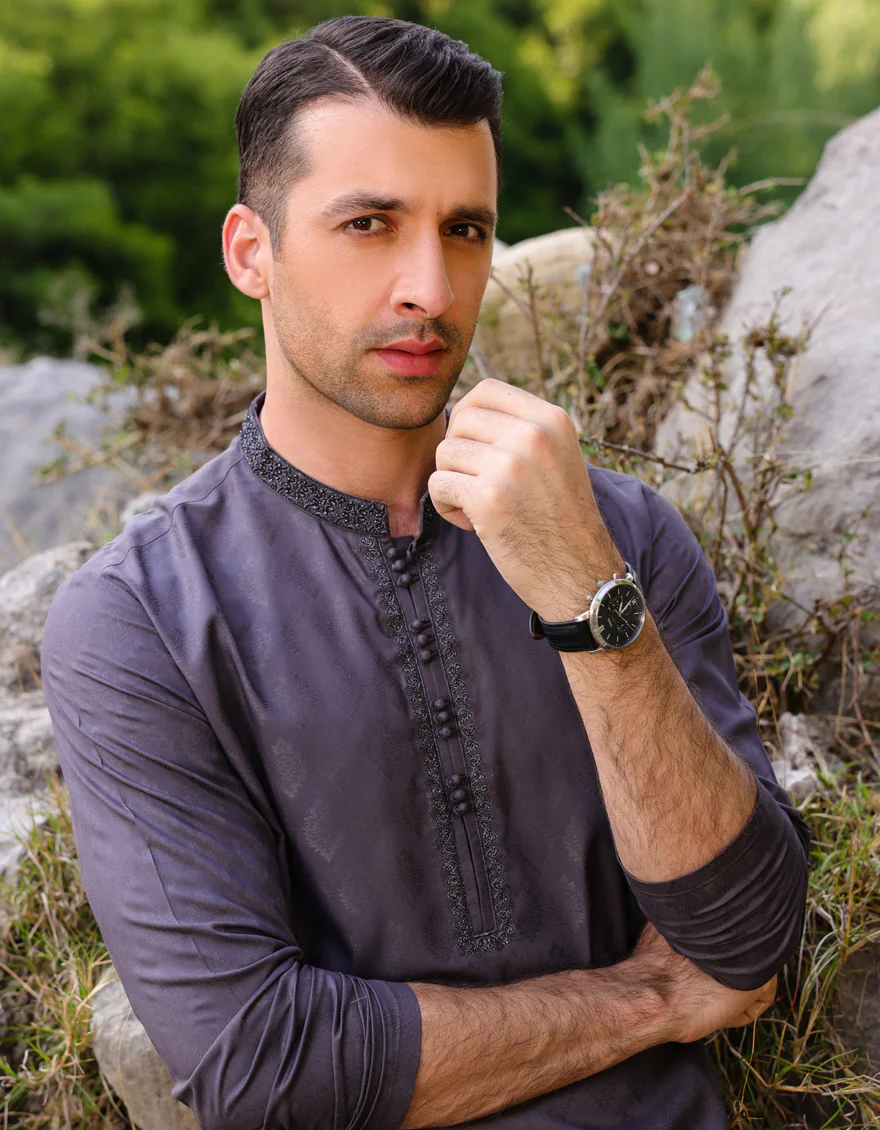GREY BLENDED KURTA | JJK-S-37731/S23/JJ8614-FL - Image 4