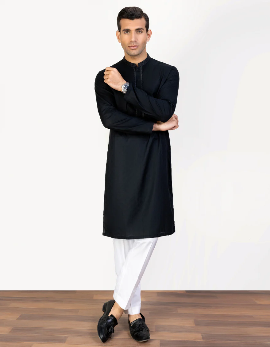BLACK COTTON KURTA | JJK-S-37748/S23/JJ8748-FL