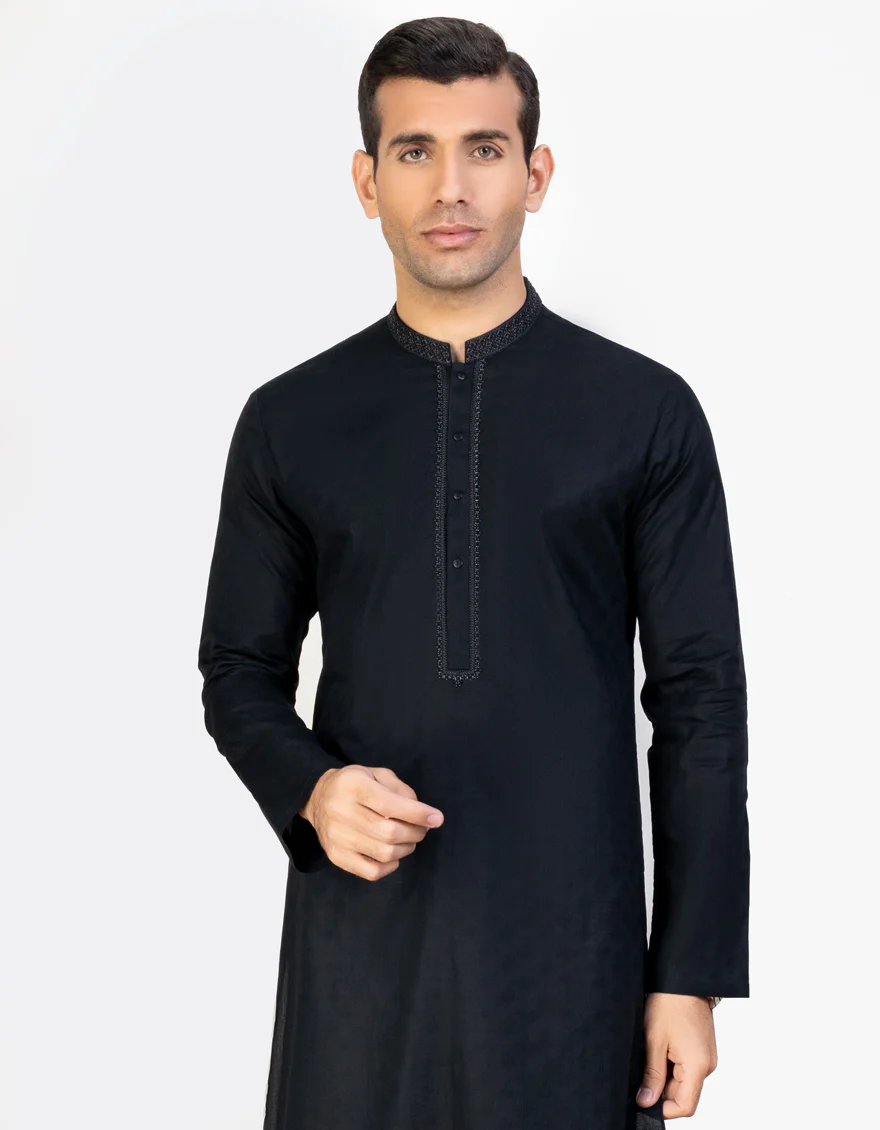 BLACK COTTON KURTA | JJK-S-37748/S23/JJ8748-FL - Image 2
