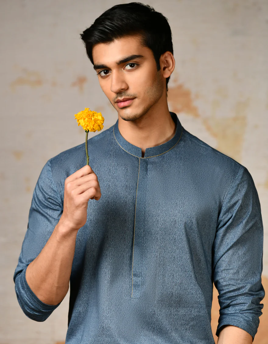 BLUE COTTON KURTA | JJK-S-37833/S24/JJ9212-SF - Image 2