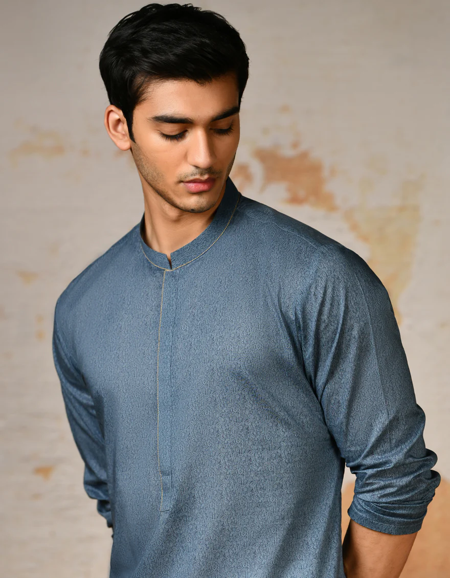 BLUE COTTON KURTA | JJK-S-37833/S24/JJ9212-SF - Image 3