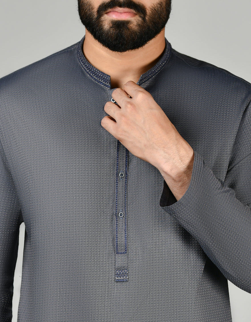 GREY COTTON KURTA | JJK-S-46272/S24/JJ86 - Image 2