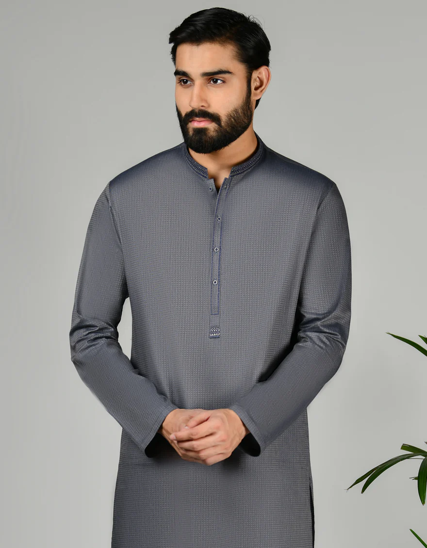 GREY COTTON KURTA | JJK-S-46272/S24/JJ86 - Image 3