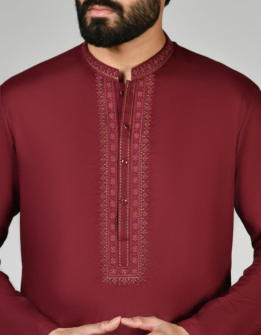 RED COTTON KURTA | JJK-S-46274/S24/JJ90 - Image 2