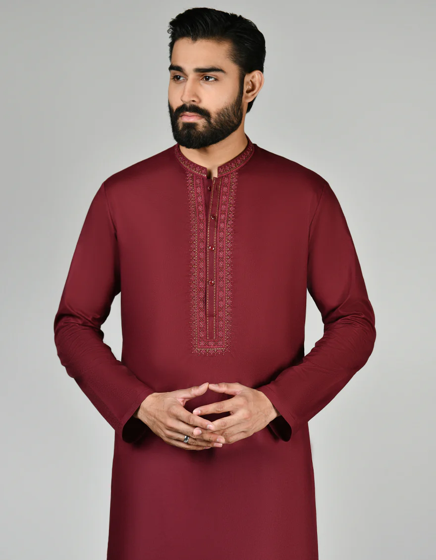 RED COTTON KURTA | JJK-S-46274/S24/JJ90 - Image 3