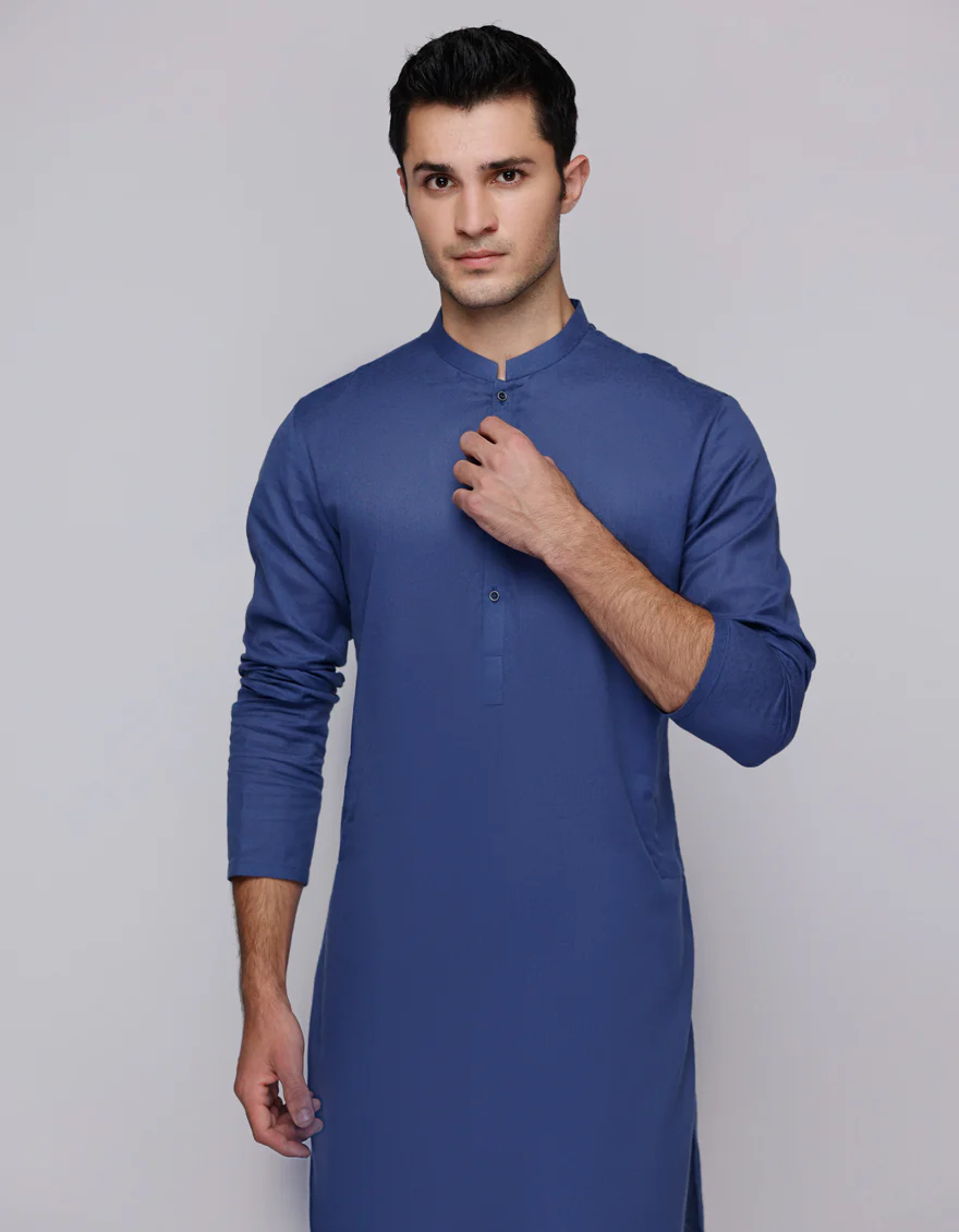DULL BLUE COTTON KURTA | JJK-S-46463/S25/JJ9225-PN - Image 2
