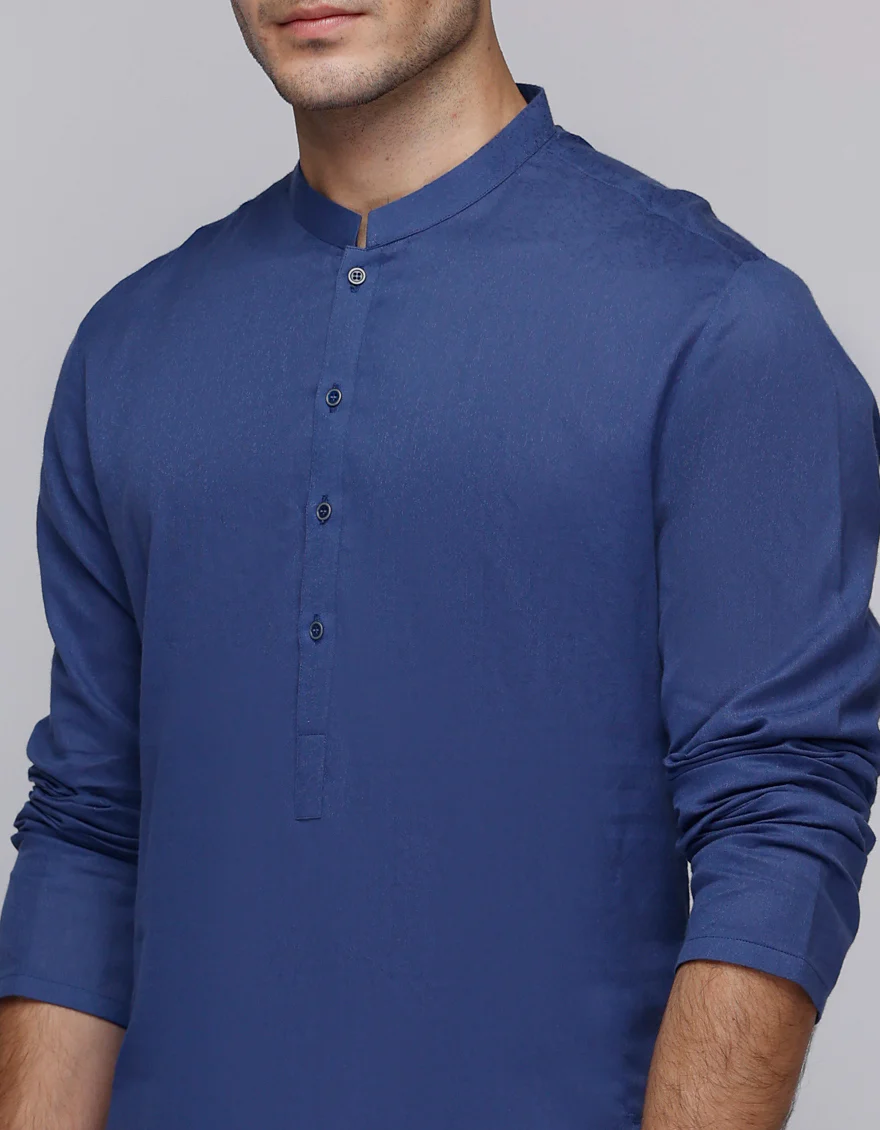 DULL BLUE COTTON KURTA | JJK-S-46463/S25/JJ9225-PN - Image 3