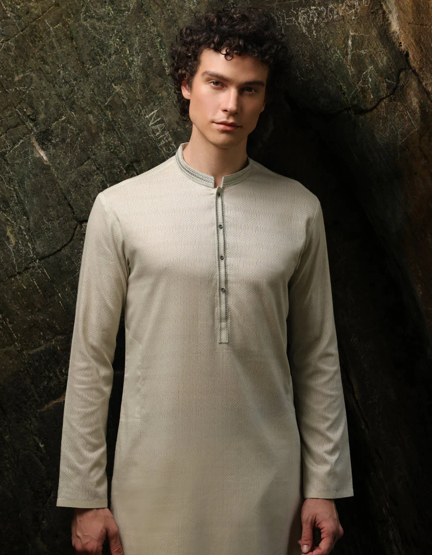 APPLE GREEN COTTON KURTA | JJK-S-46487/S25/JJ9502-SF - Image 3