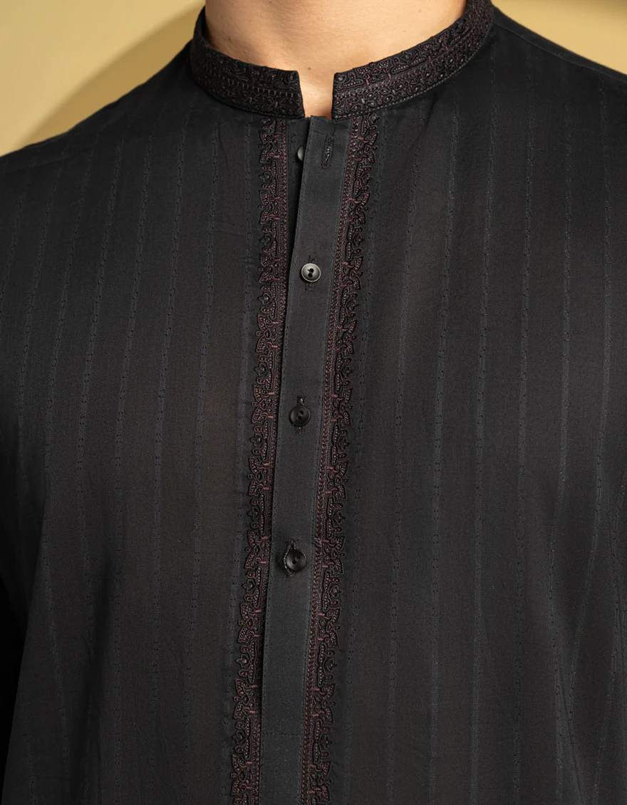 BLACK COTTON KURTA | JJK-S-46667/S25/JJ99 - Image 3