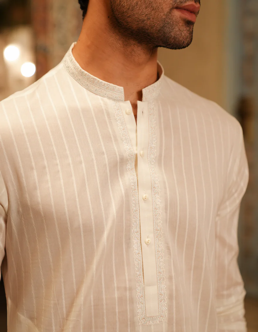 OFF WHITE COTTON KURTA | JJK-S-46668/S25/JJ99 - Image 3