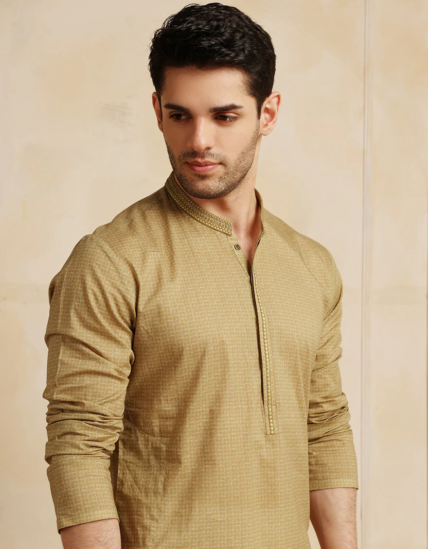 OLIVE COTTON KURTA | JJK-S-46671/S25/JJ97 - Image 2