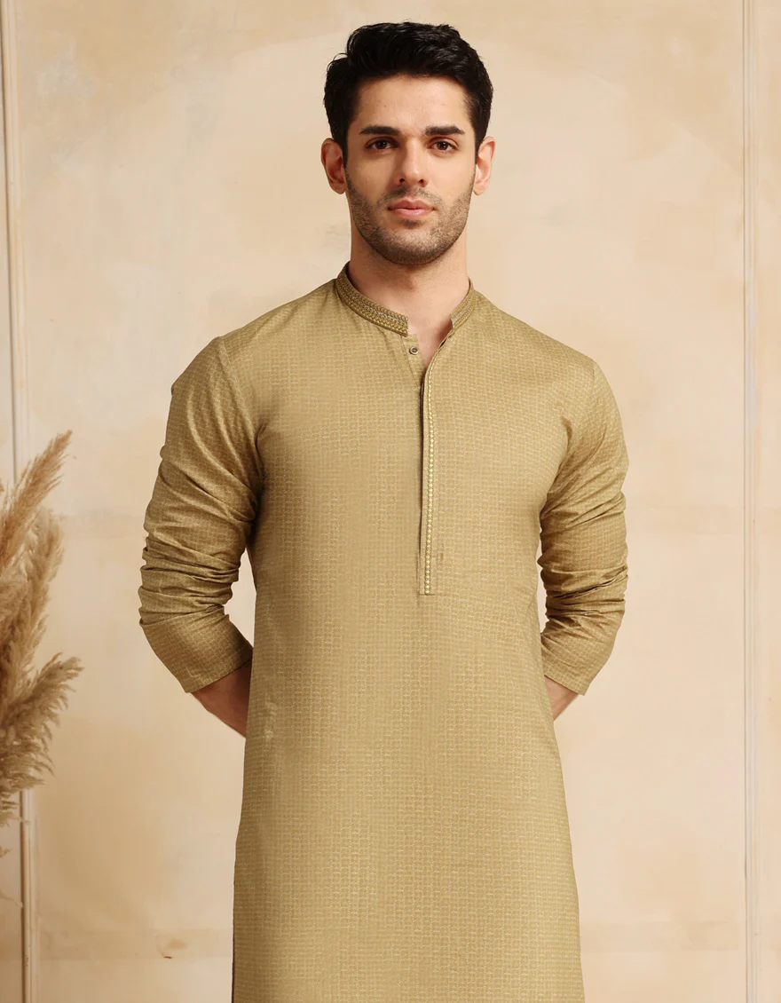 OLIVE COTTON KURTA | JJK-S-46671/S25/JJ9775-SF - Image 3