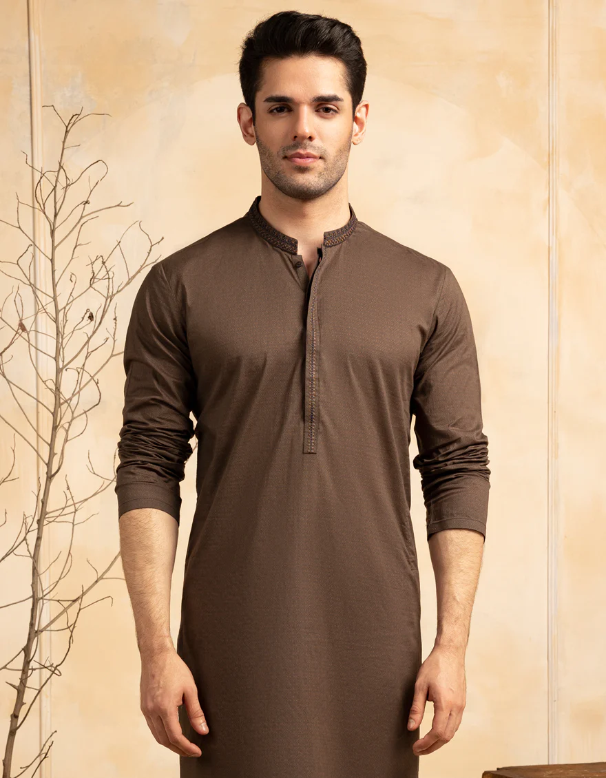 BROWN COTTON KURTA | JJK-S-46672/S25/JJ9775-SF - Image 2