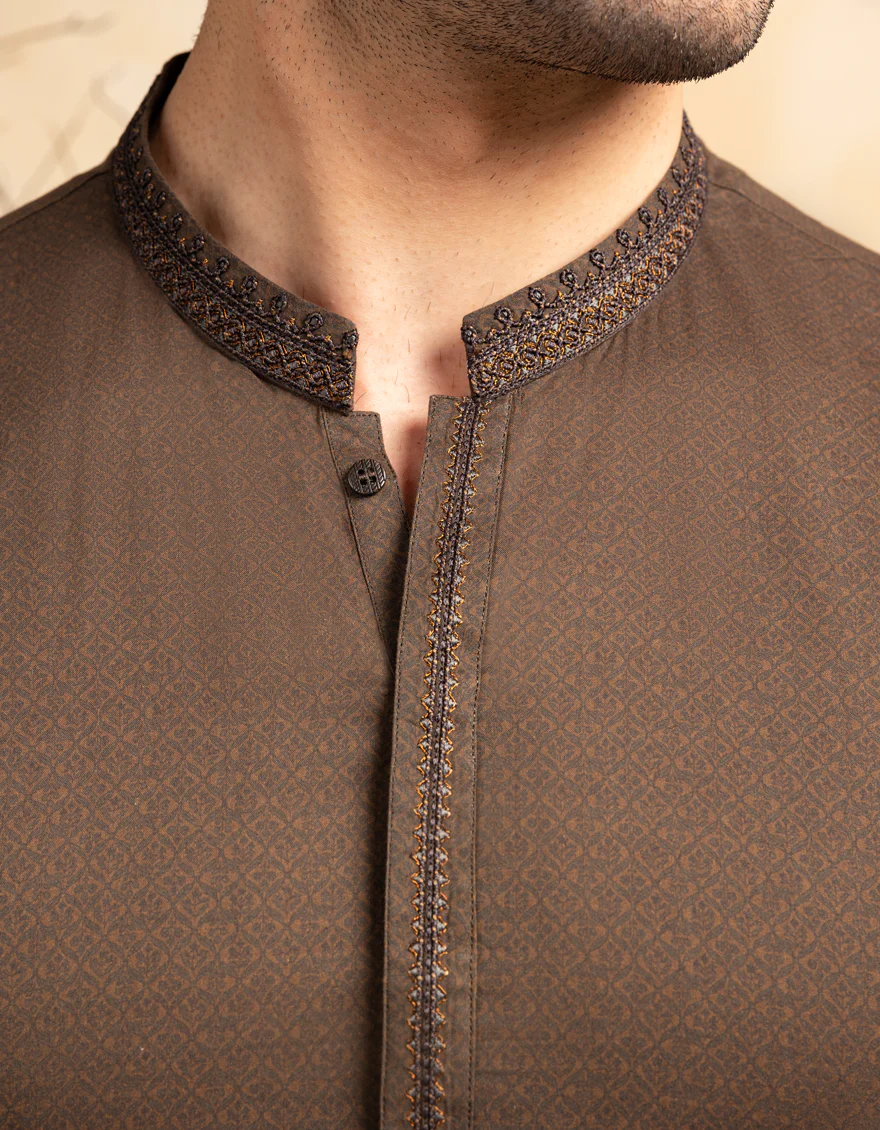 BROWN COTTON KURTA | JJK-S-46672/S25/JJ9775-SF - Image 3