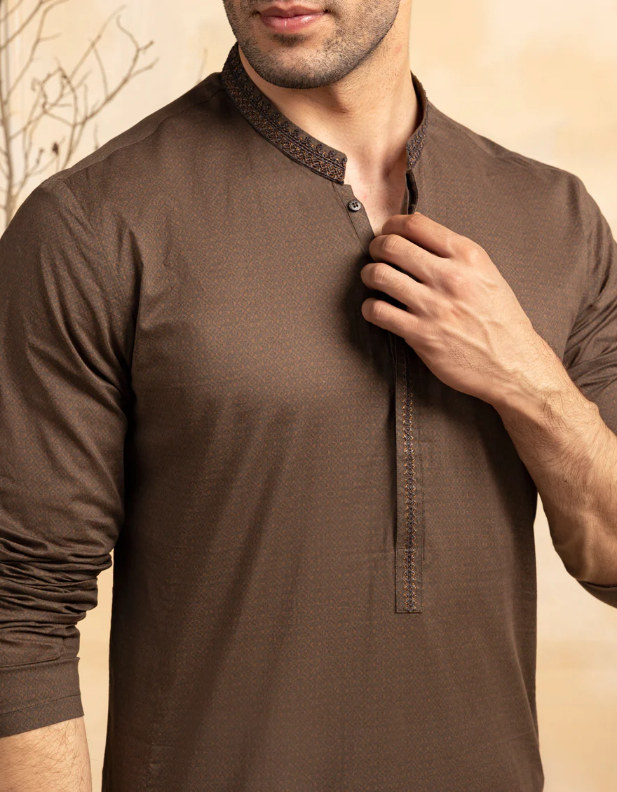 BROWN COTTON KURTA | JJK-S-46672/S25/JJ9775-SF - Image 4