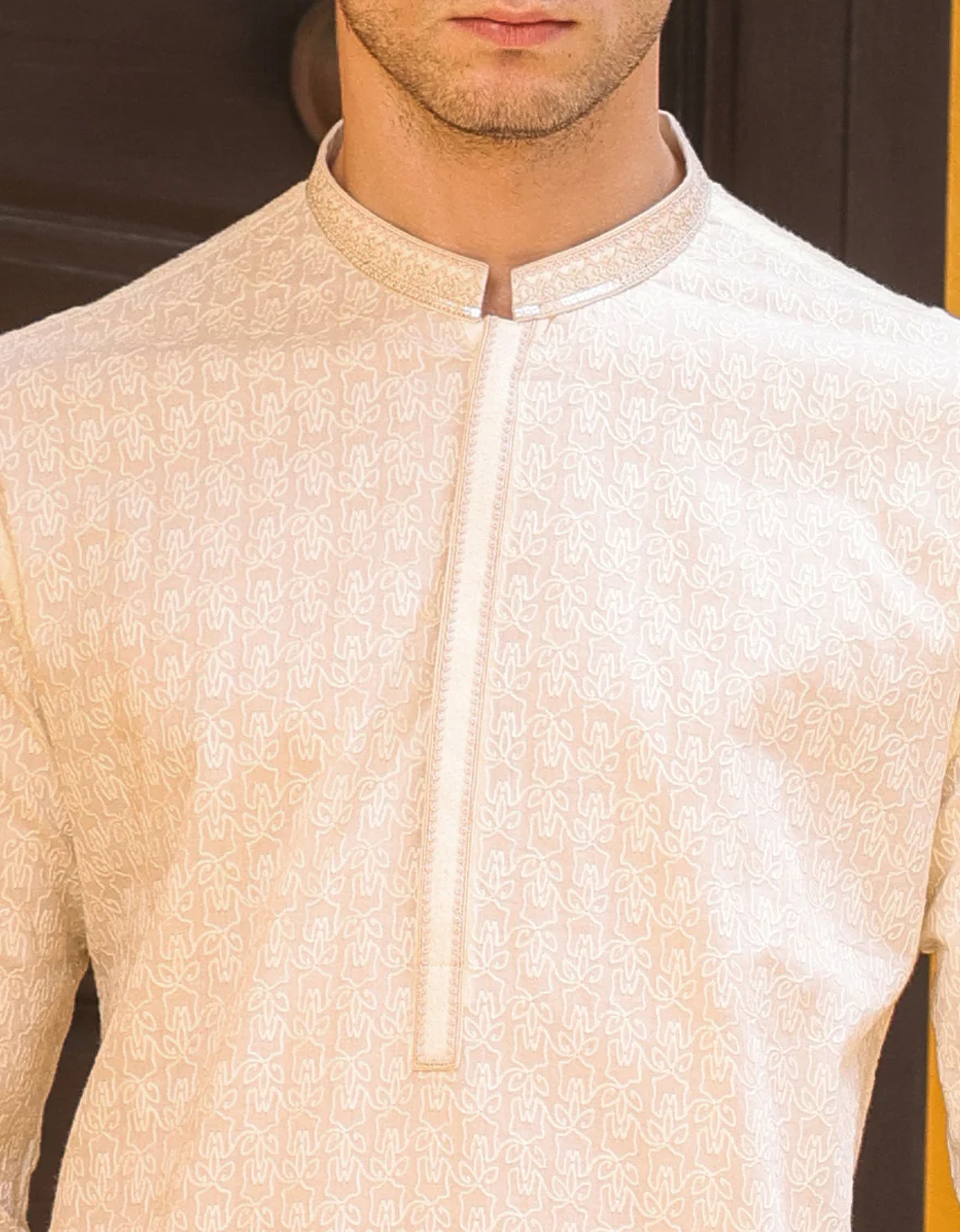 WHITE COTTON KURTA | JJK-S-47154/S24/JJ8771-FL - Image 2