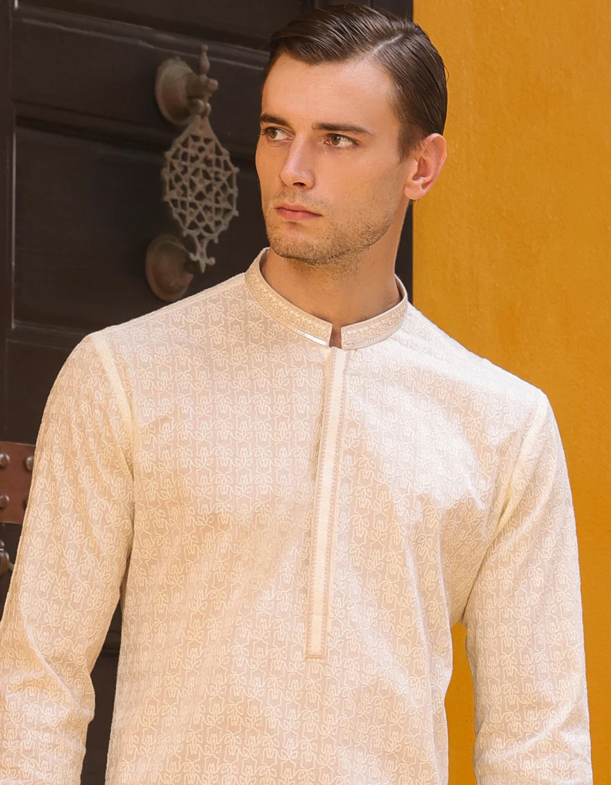WHITE COTTON KURTA | JJK-S-47157/S24/JJ87 - Image 3