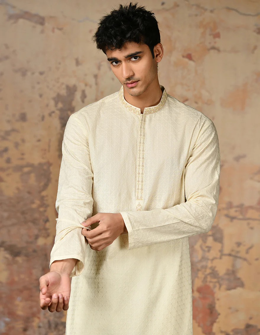 CREAM COTTON KURTA | JJK-S-47213/S24/JJ9212-FL - Image 2