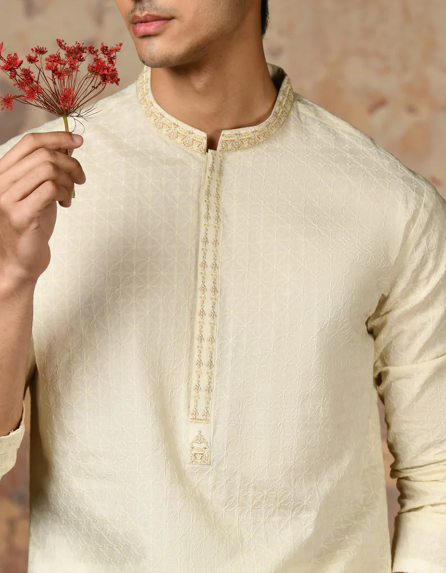 CREAM COTTON KURTA | JJK-S-47213/S24/JJ9212-FL - Image 3
