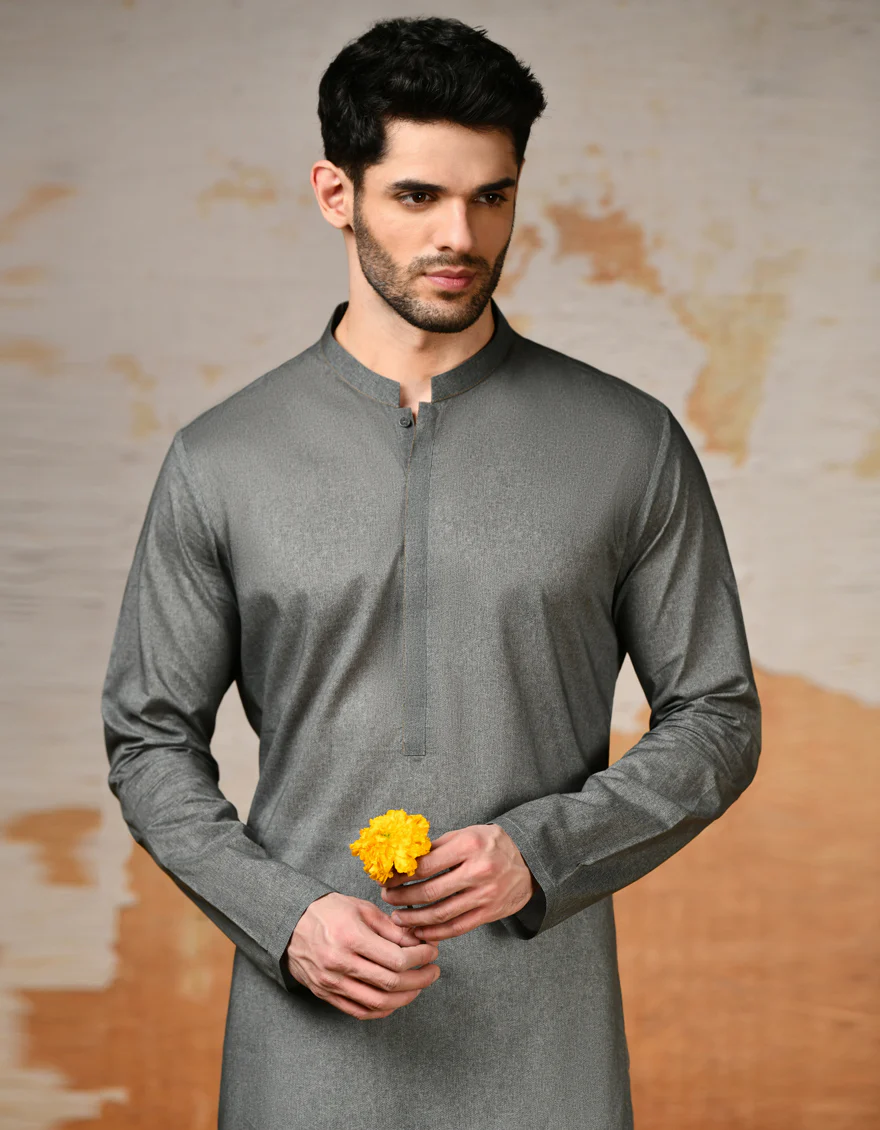 GREY COTTON KURTA | JJK-S-47219/S24/JJ9212-SF - Image 3