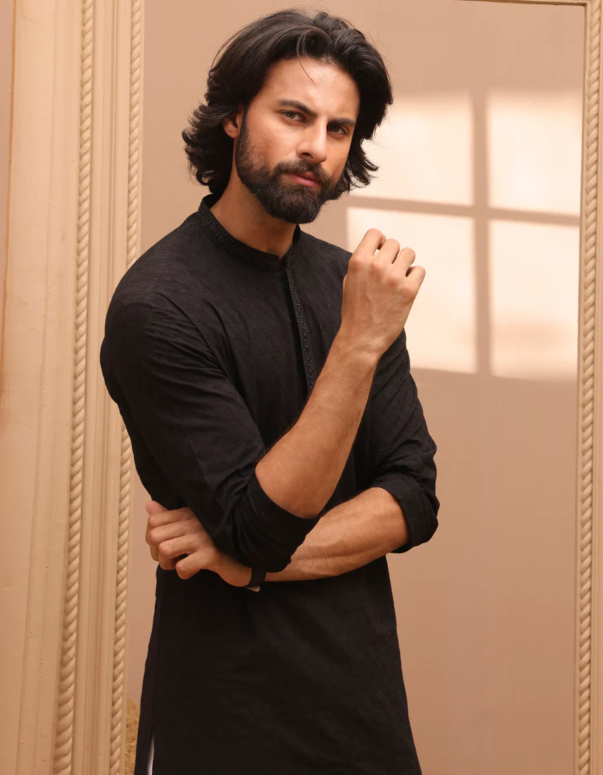 BLACK COTTON KURTA | JJK-S-47254/S24/JJ9212-FL - Image 2