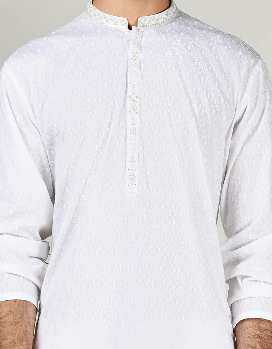 WHITE COTTON KURTA | JJK-S-47257/S24/JJ9212-FL - Image 2