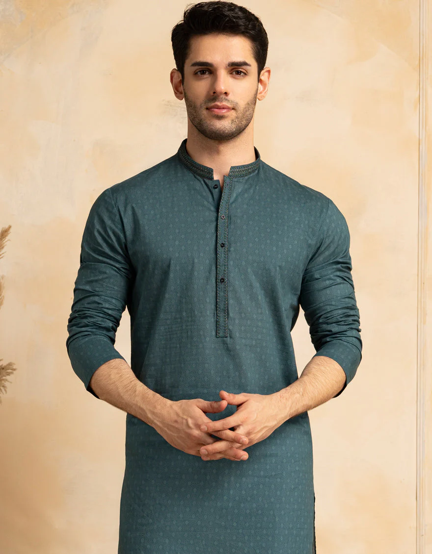 BLUE COTTON KURTA | JJK-S-47395/S25/JJ97 - Image 2