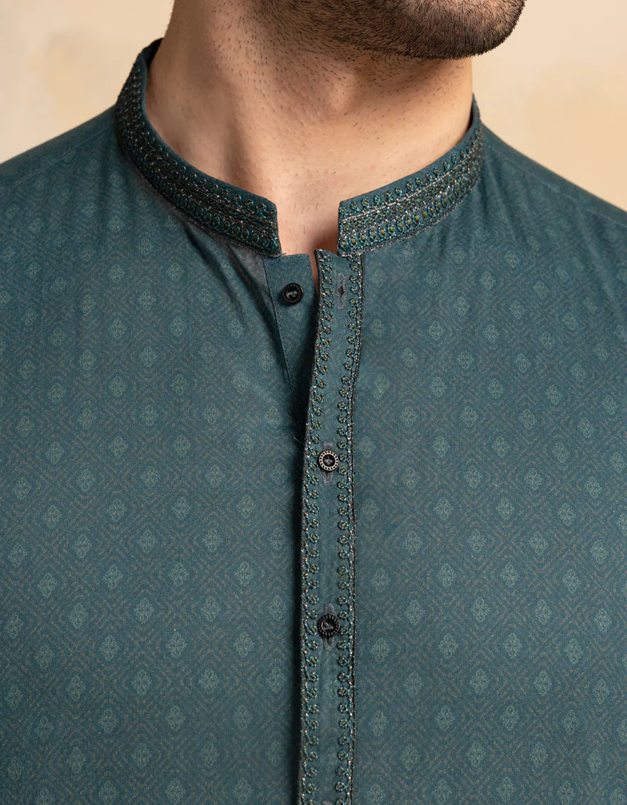 TEAL COTTON KURTA | JJK-S-47395/S25/JJ9775-SF - Image 4