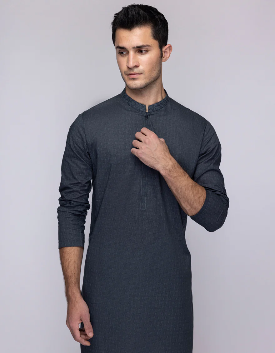 GREY COTTON KURTA | JJK-S-47409/S25/JJ9774-SF - Image 2