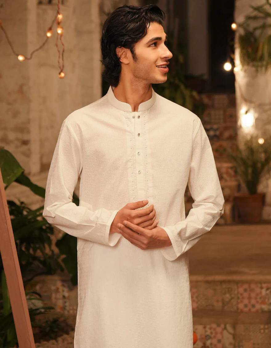WHITE COTTON KURTA | JJK-S-50070/S25/JJ9779-FL - Image 2