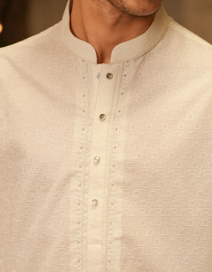 WHITE COTTON KURTA | JJK-S-50070/S25/JJ9779-FL - Image 3