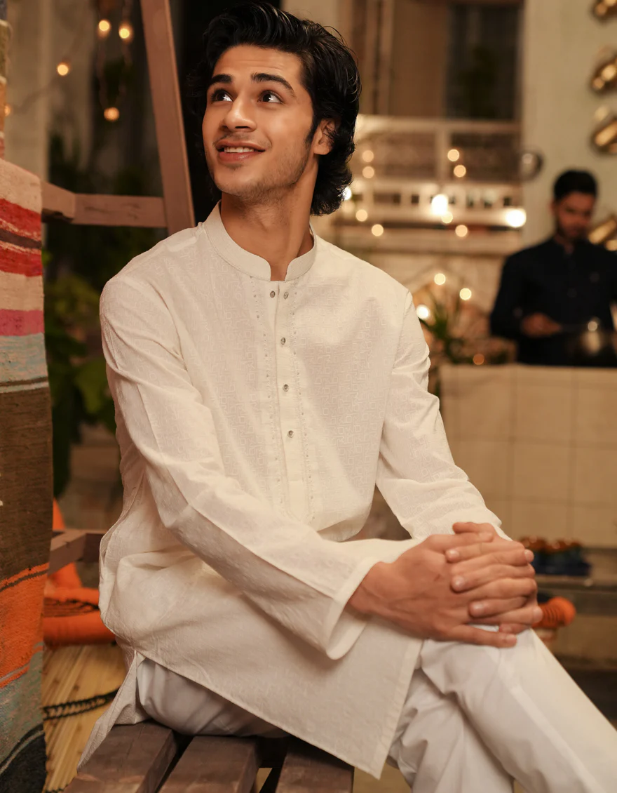 WHITE COTTON KURTA | JJK-S-50070/S25/JJ9779-FL - Image 4