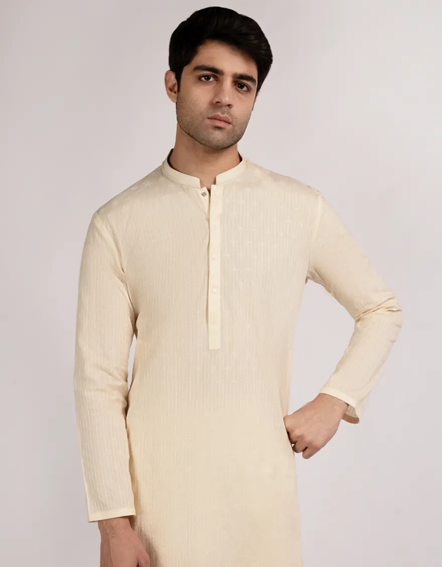 BEIGE COTTON KURTA | JJK-S-50197-R1/S25/JJ9780-FL - Image 2