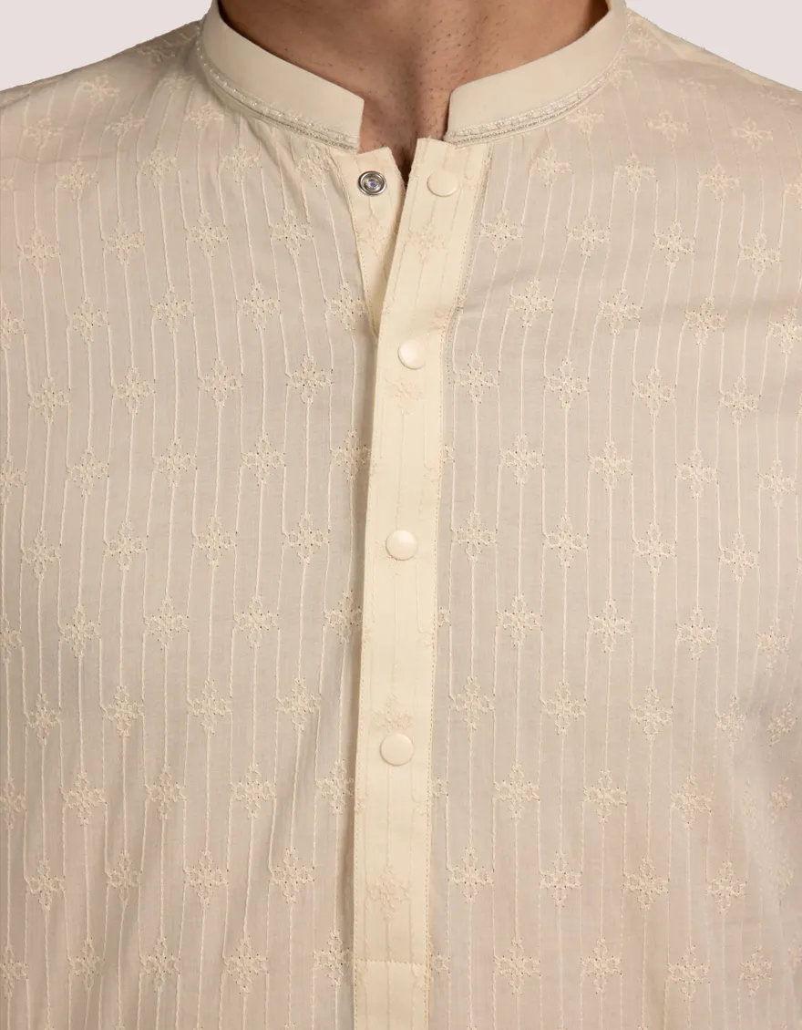 BEIGE COTTON KURTA | JJK-S-50197-R1/S25/JJ9780-FL - Image 3