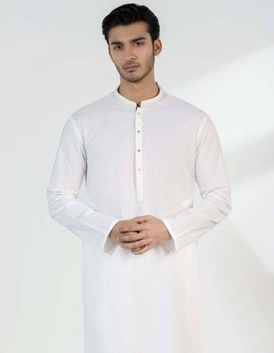 OFF WHITE COTTON KURTA | JJK-S-50198/S25/JJ9780-FL - Image 2