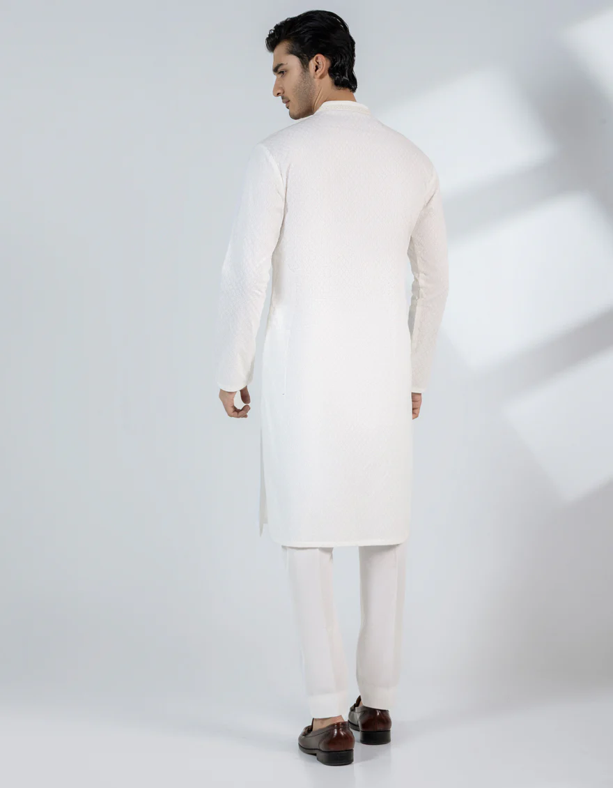 OFF WHITE COTTON KURTA | JJK-S-50198/S25/JJ9780-FL - Image 3