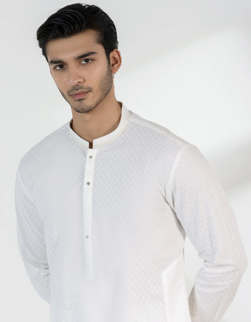 OFF WHITE COTTON KURTA | JJK-S-50198/S25/JJ9780-FL - Image 4