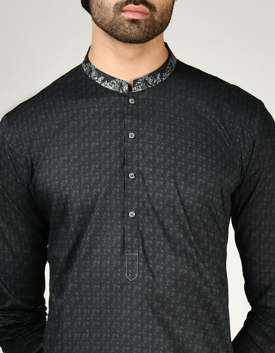 BLACK COTTON KURTA | JJK-S-90441/S24/JJ9212-SF - Image 2