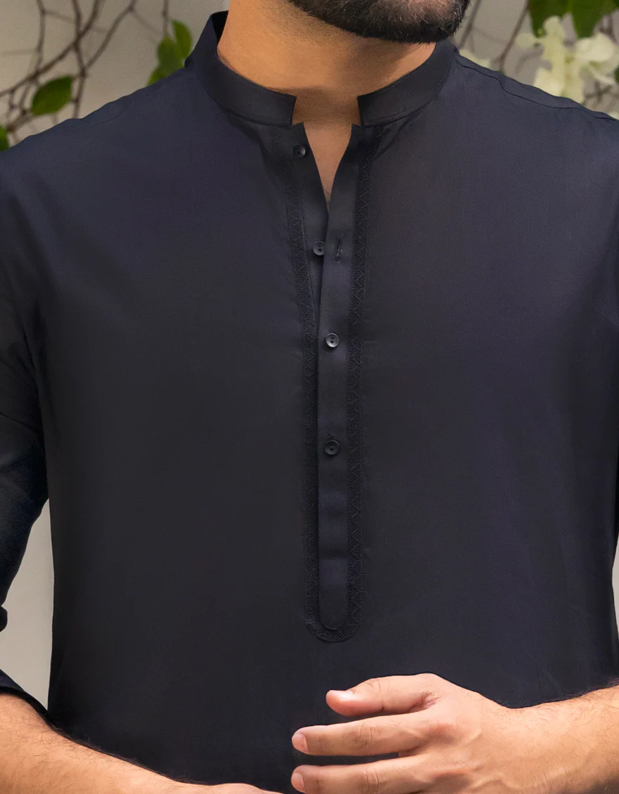 BLACK COTTON KURTA | JJK-S-90486/S25/JJ9212-SF - Image 2