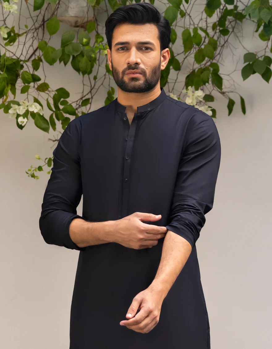 BLACK COTTON KURTA | JJK-S-90486/S25/JJ9212-SF - Image 3