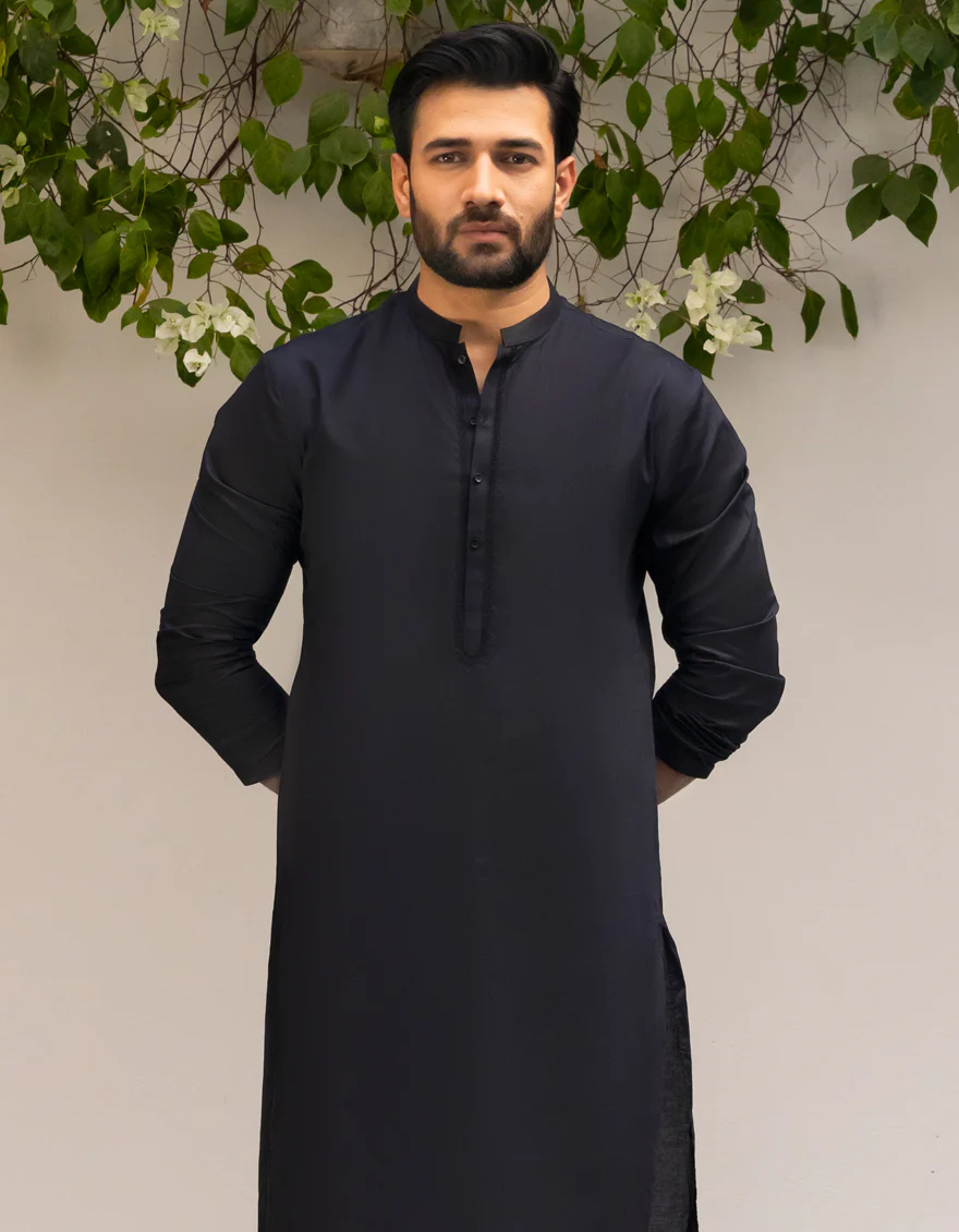 BLACK COTTON KURTA | JJK-S-90486/S25/JJ9212-SF - Image 4