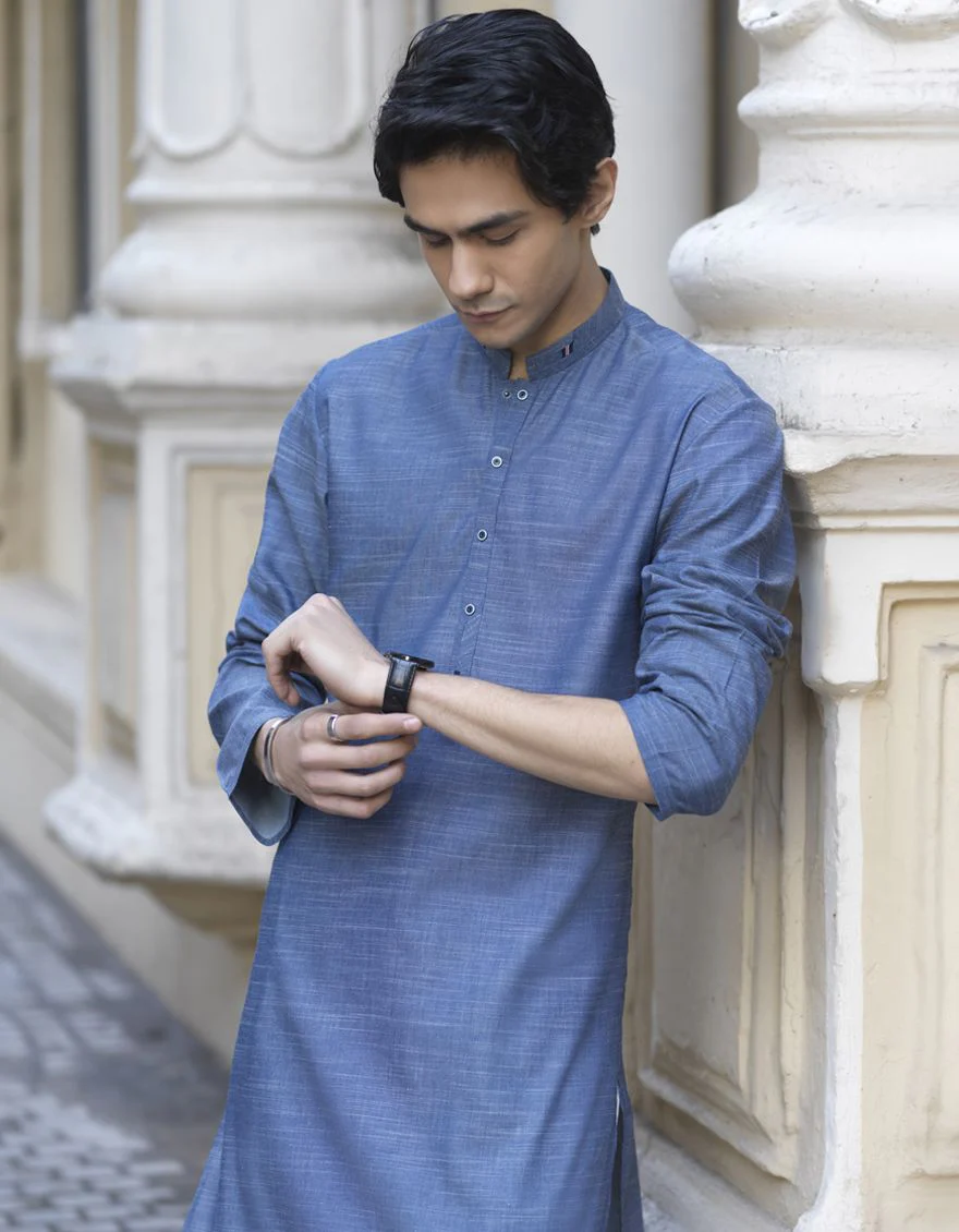 STONE BLUE KURTA | JJK-S-US-32526/S22/JJ7608-CL - Image 3