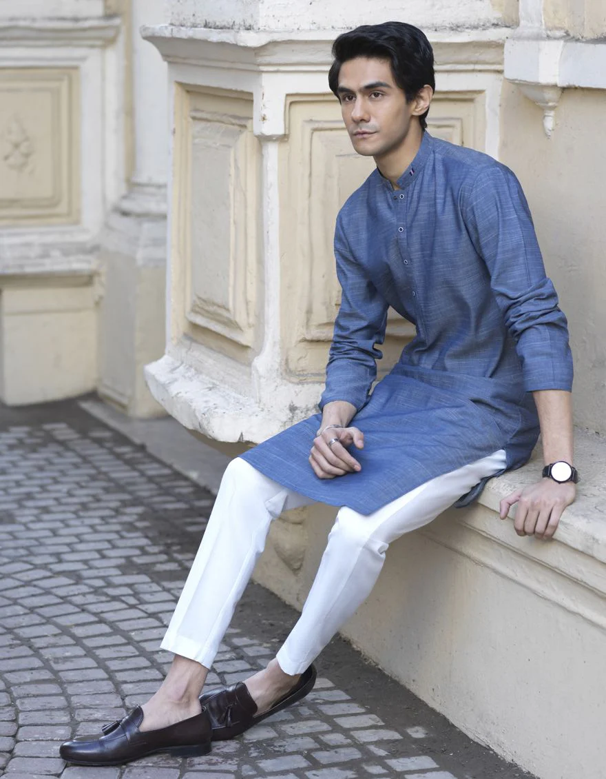 STONE BLUE KURTA | JJK-S-US-32526/S22/JJ7608-CL - Image 4