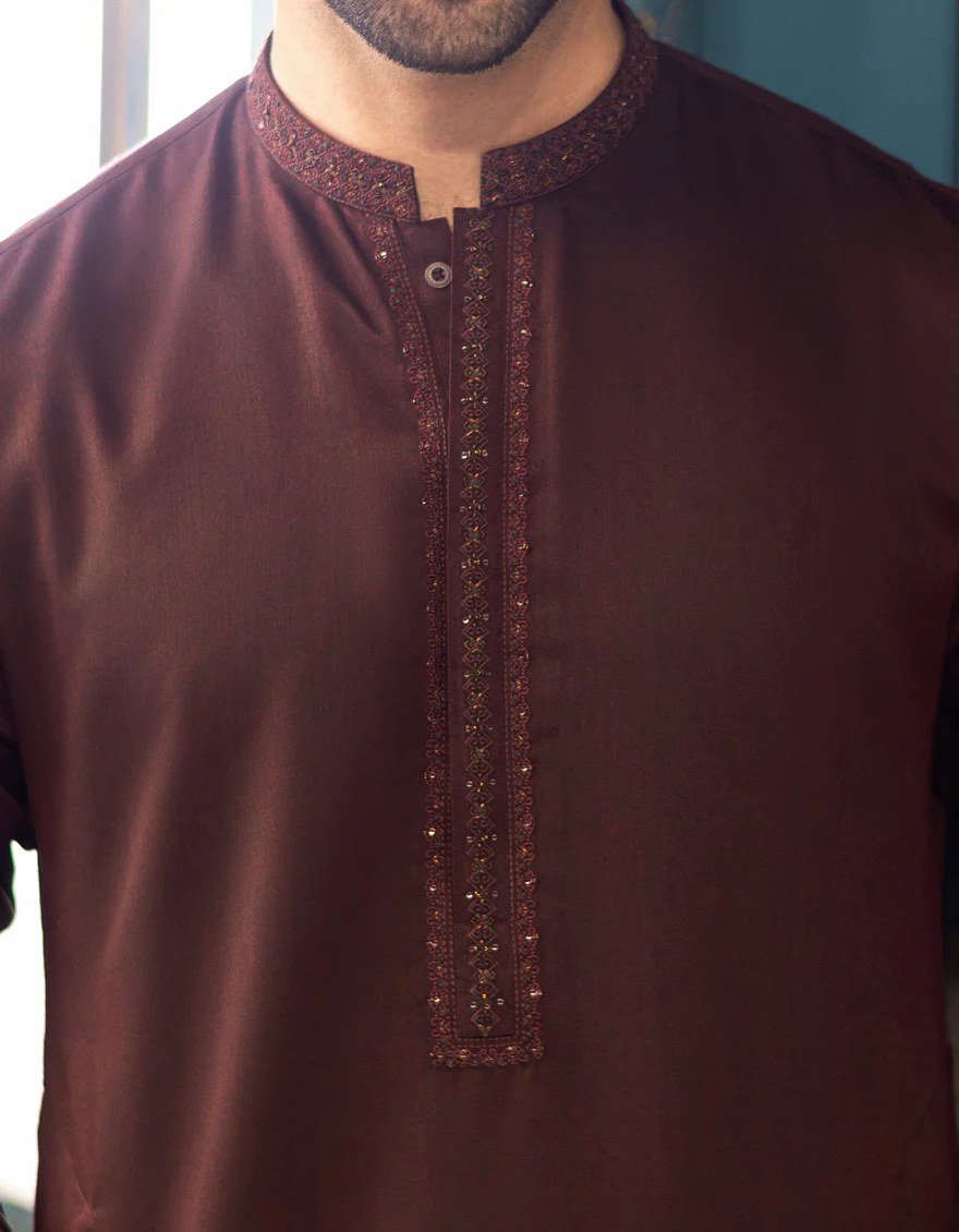 MAROON BLENDED KURTA | JJK-S-US-32550/S22/JJ7610-FL - Image 2